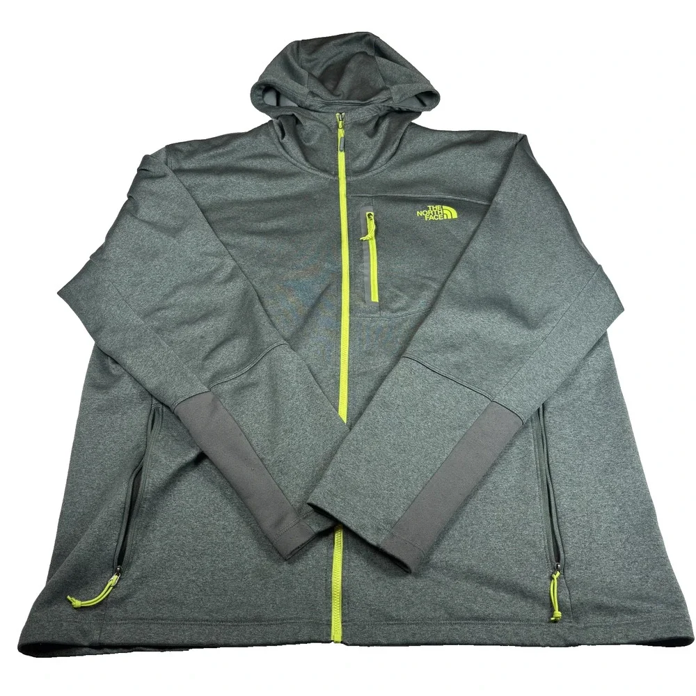 THE NORTH FACE MEN'S FULL ZIP HOODED SWEATSHIRT JACKET GRAY SIZE 2XL